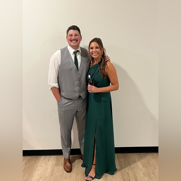 Birds grey bridesmaids dress in emerald green. Size small. - Picture 4 of 4